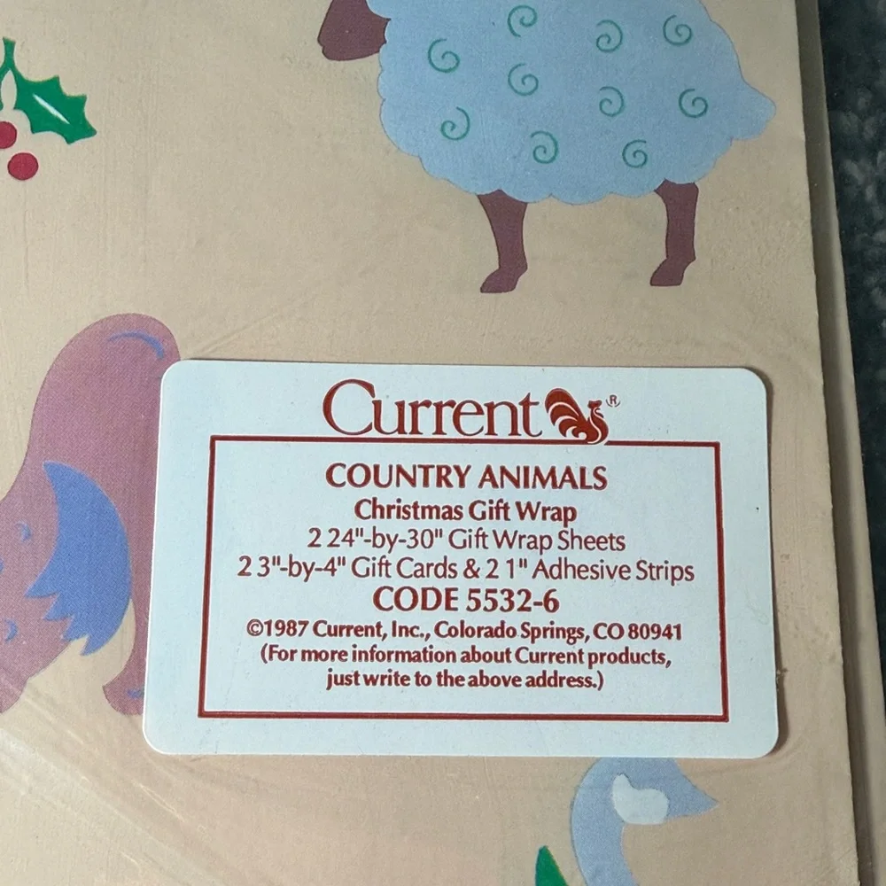 5/$25 VINTAGE Birthday Wrapping Paper Country Animals